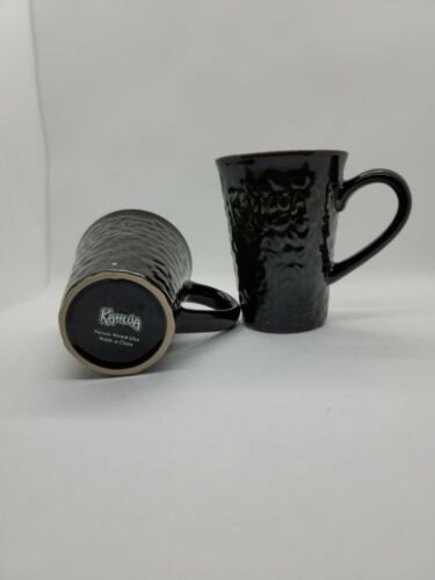 Lot of Two (2) Kahlua Embossed Brown Coffee Beans Ceramic Mug/Cup 12 oz - Picture 2 of 2